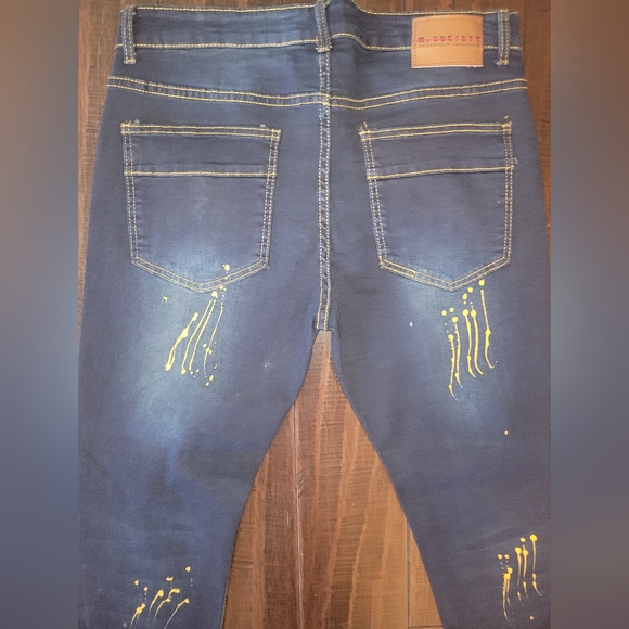 M. Society Slim Straight Distressed Jeans sz 34x32 - Picture 5 of 6